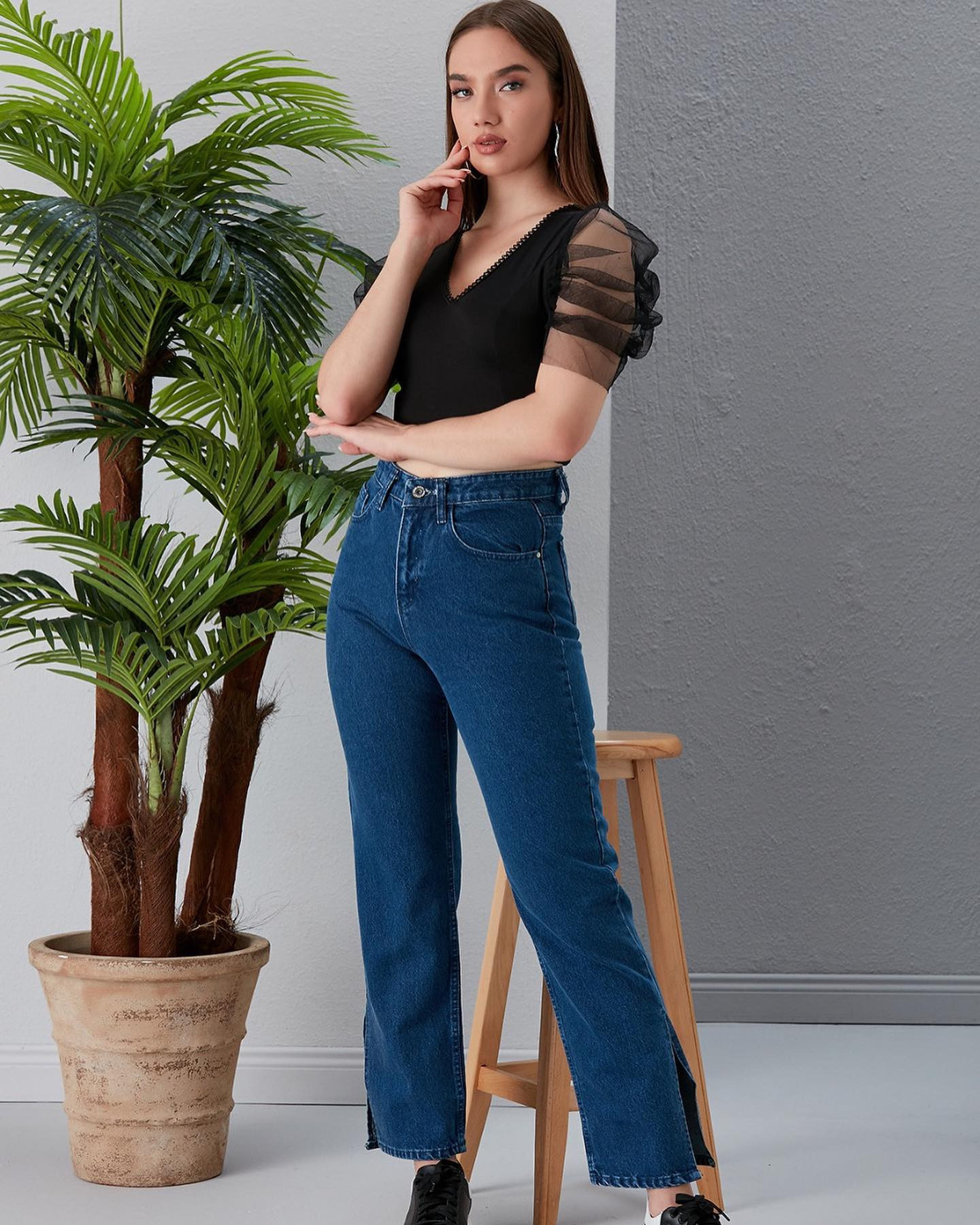 Pink Pony Kadın Yüksek Bel Straight Jean
