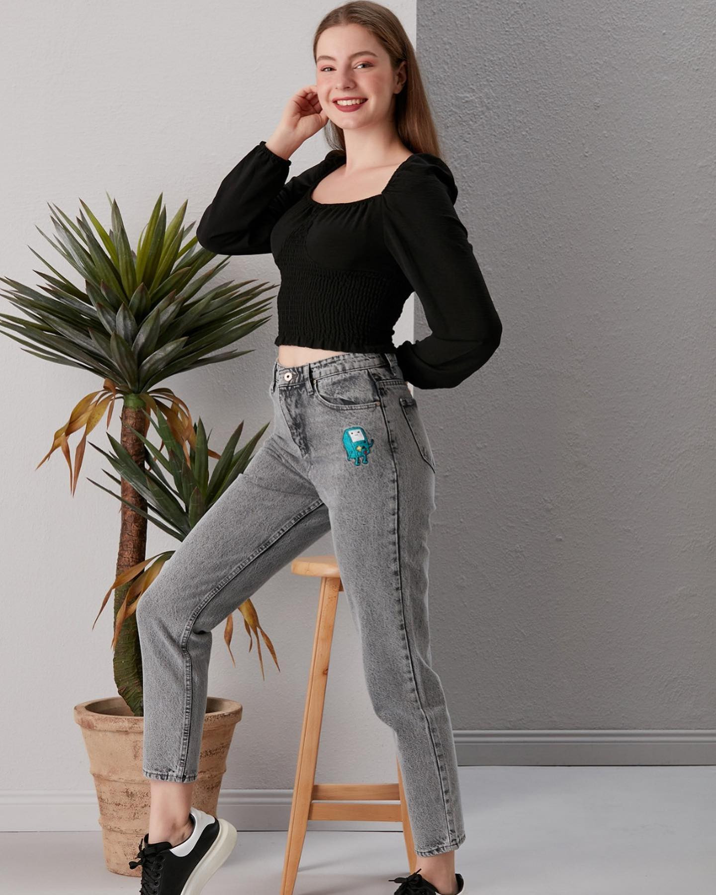 Pink Pony Yüksek Bel Mom Fit Jean