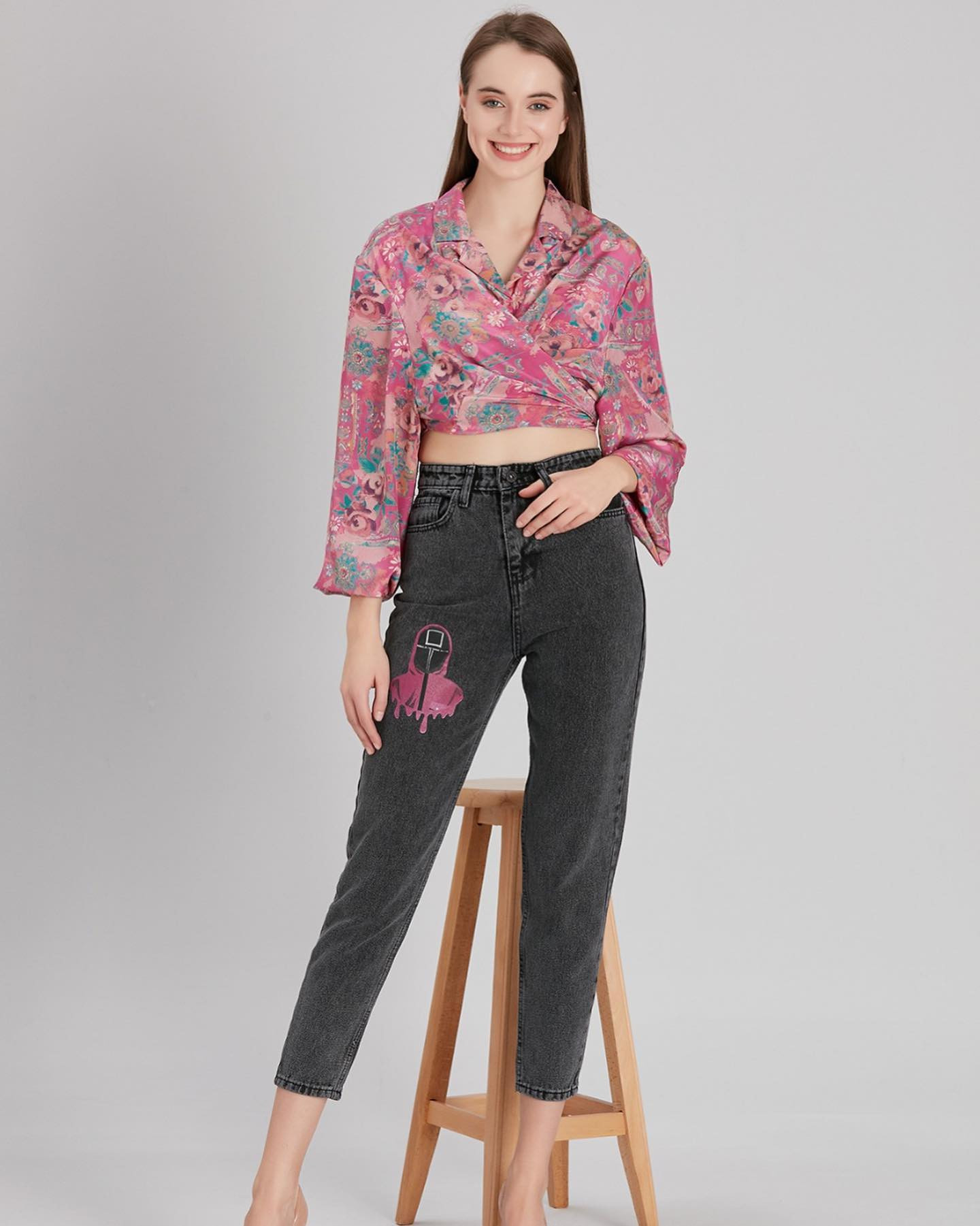 Pink Pony Kadın Yüksek Bel Mom Fit Jean