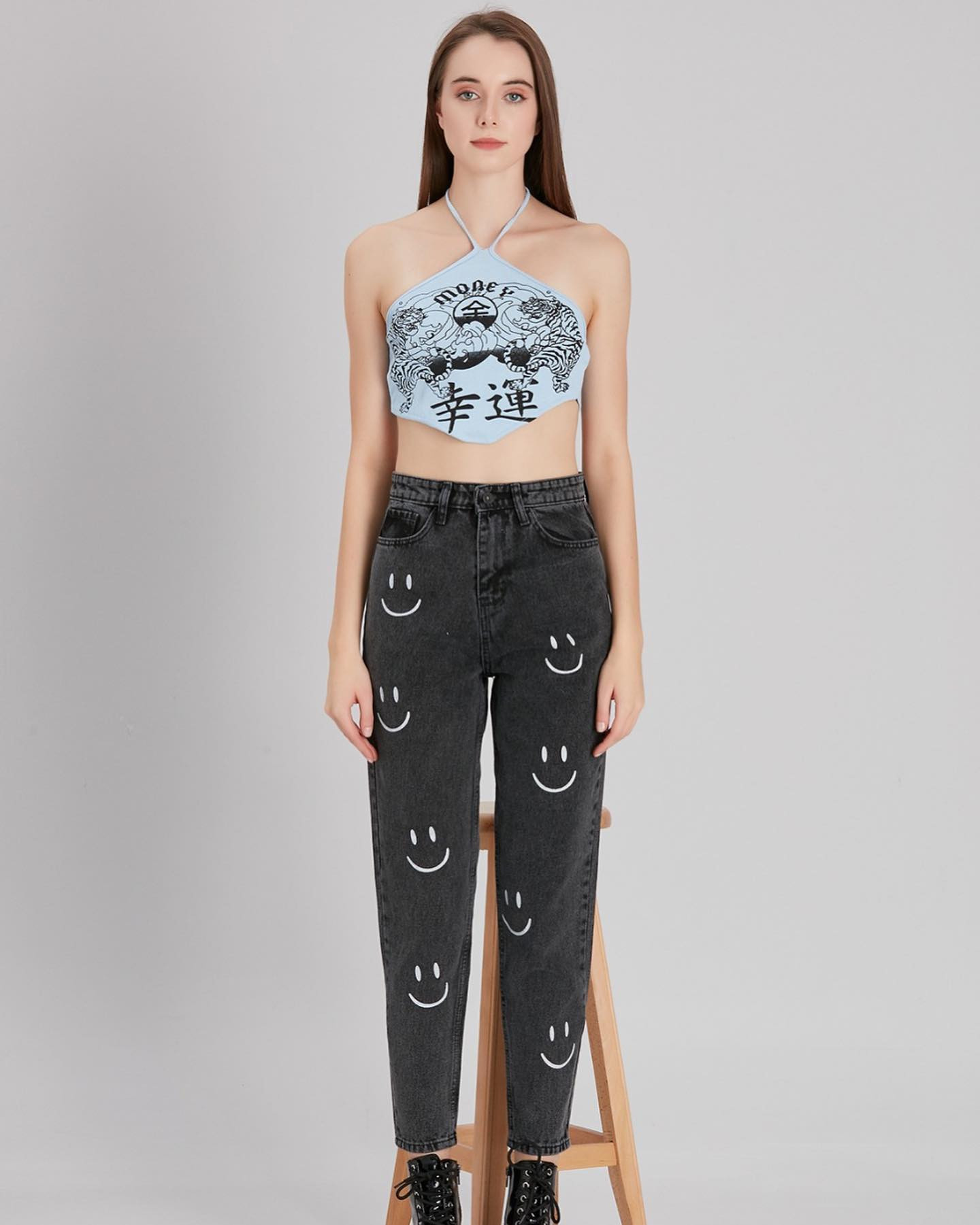 Pink Pony Kadın Yüksek Bel Mom Fit Jean