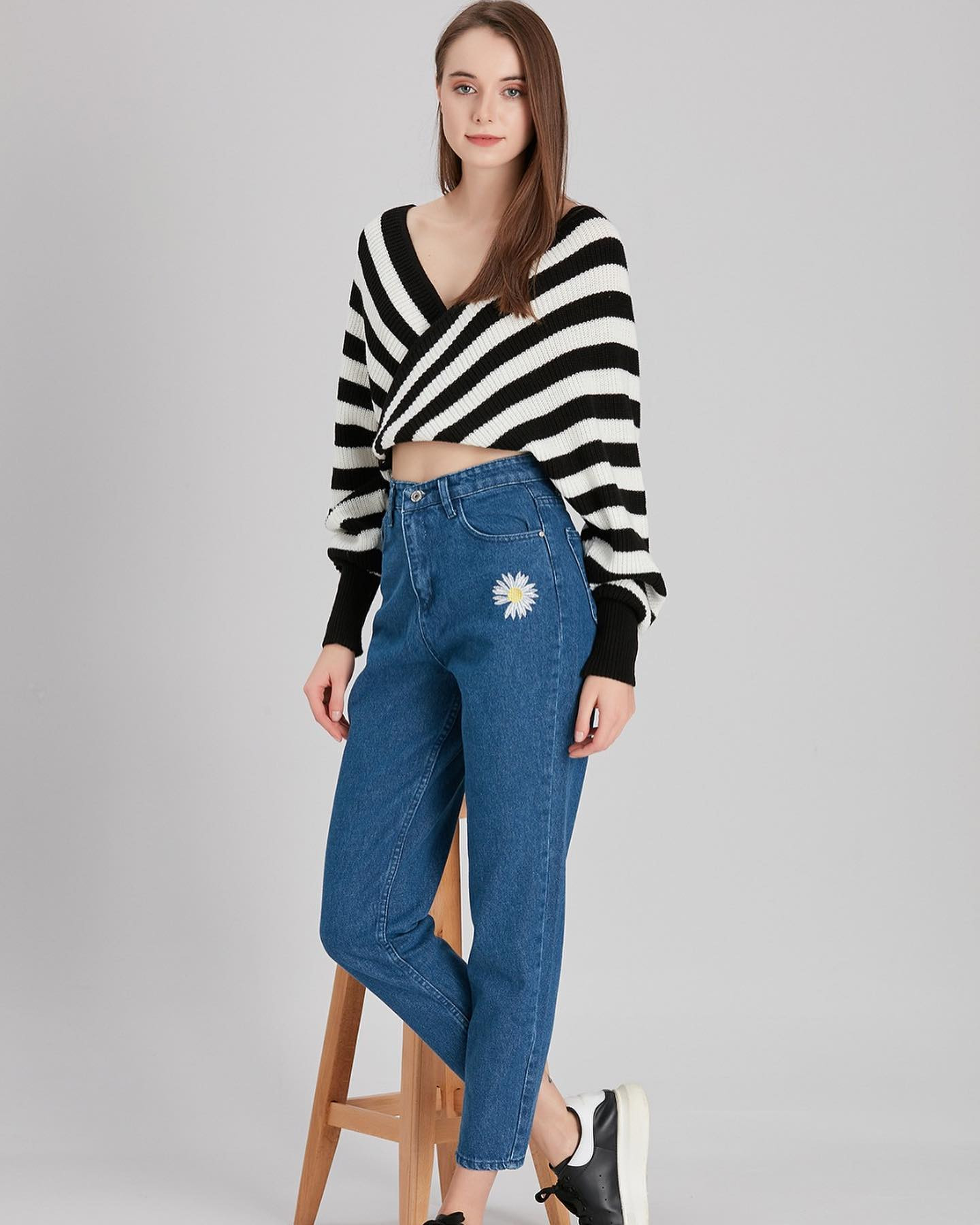 Pink Pony Kadın Yüksek Bel Mom Fit Jean