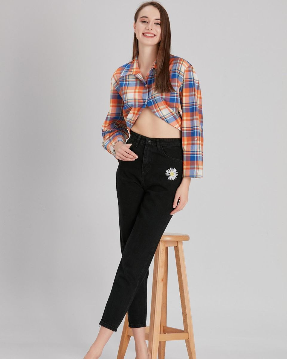 Pink Pony Kadın Yüksek Bel Mom Fit Jean