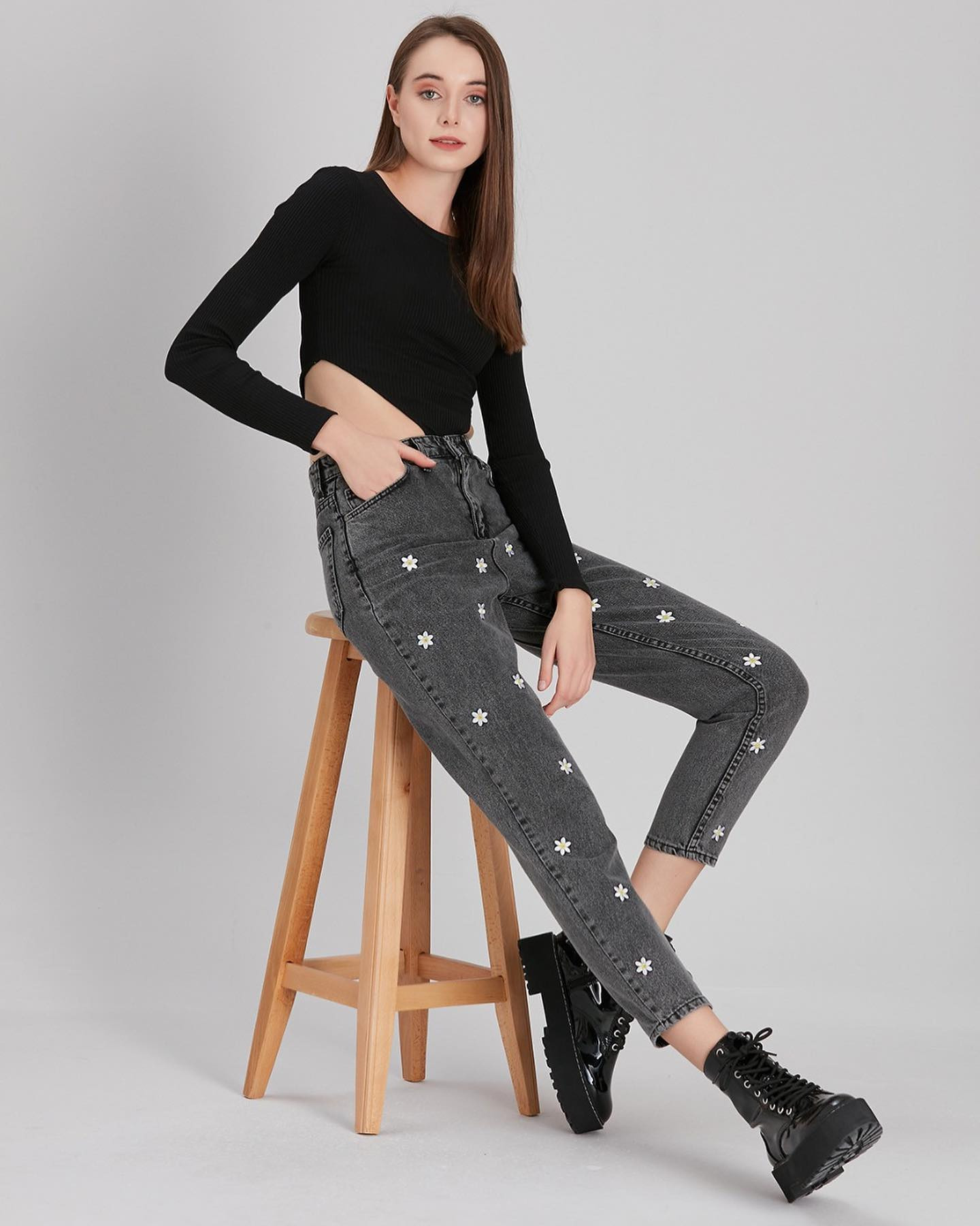 Pink Pony Kadın Yüksek Bel Mom Fit Jean