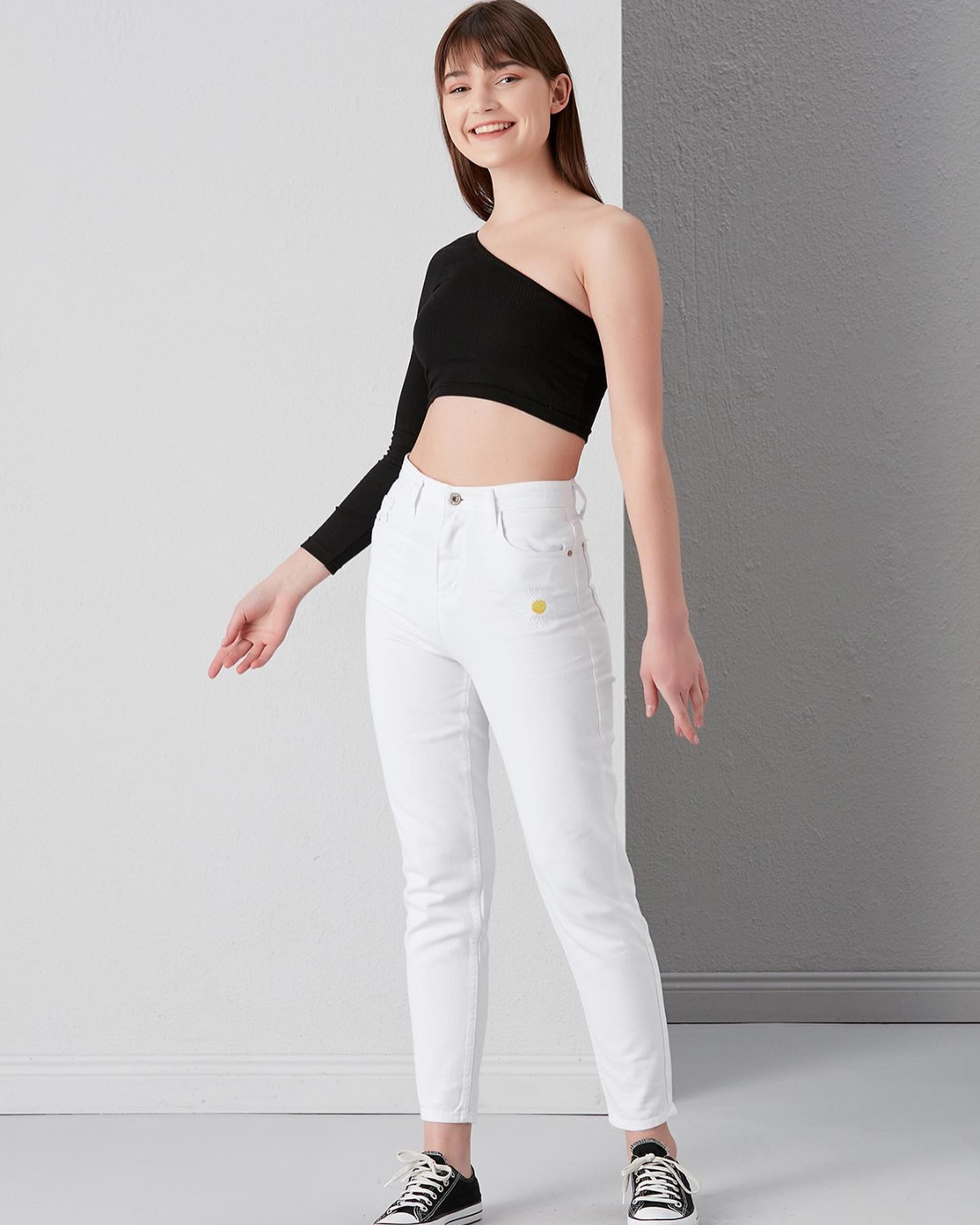 Pink Pony Kadın Yüksek Bel Mom Fit Jean