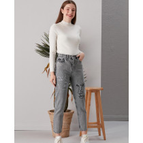 Pink Pony Kadın Yüksek Bel Mom Fit Jean